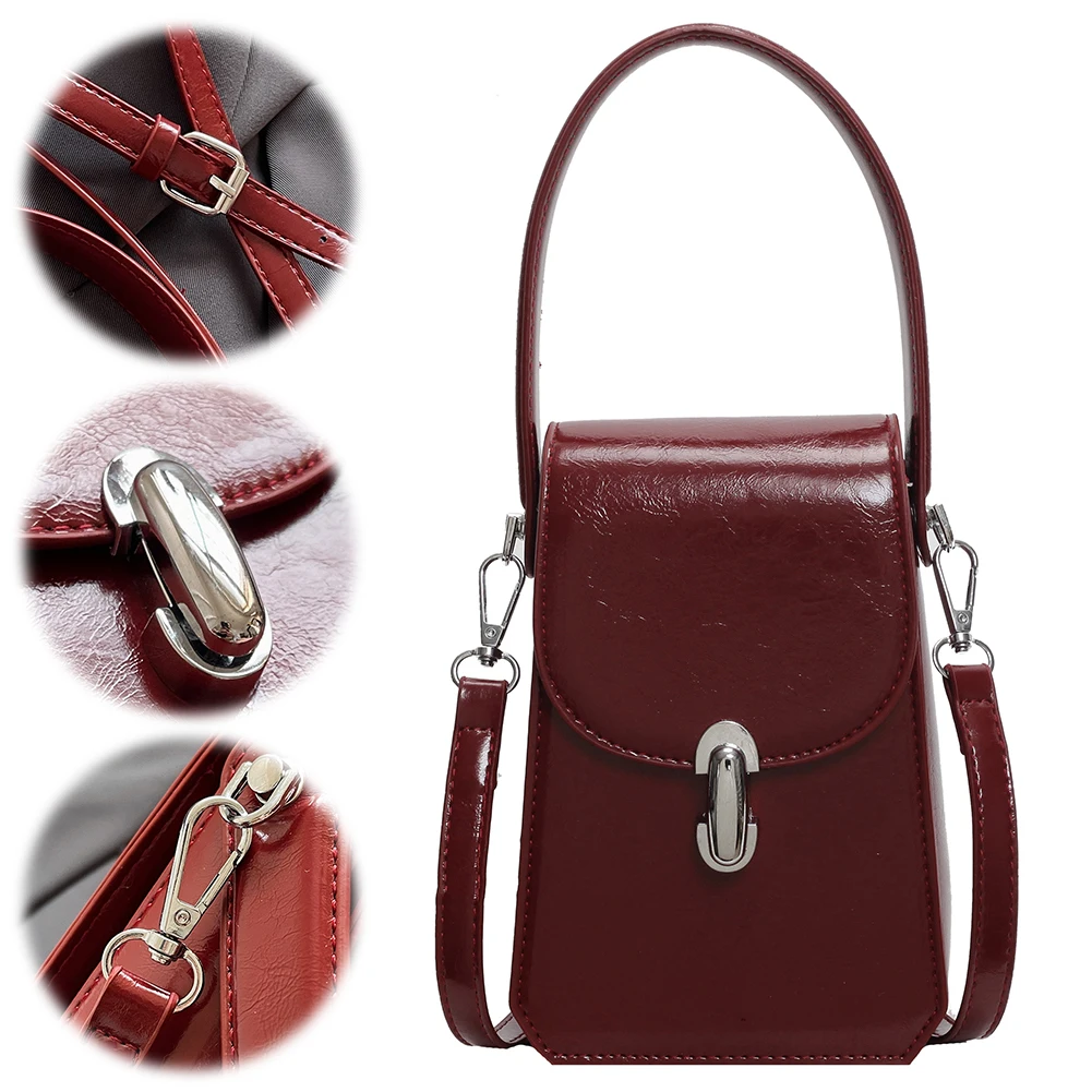 Adjustable Strap for Women Shoulder Purse PU Leather Small Crossbody Bag Magnetic Closure Solid Clutch Purse for Work Travel