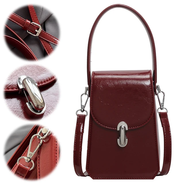 Adjustable Strap for Women Shoulder Purse PU Leather Small Crossbody Bag Magnetic Closure Solid Clutch Purse for Work Travel