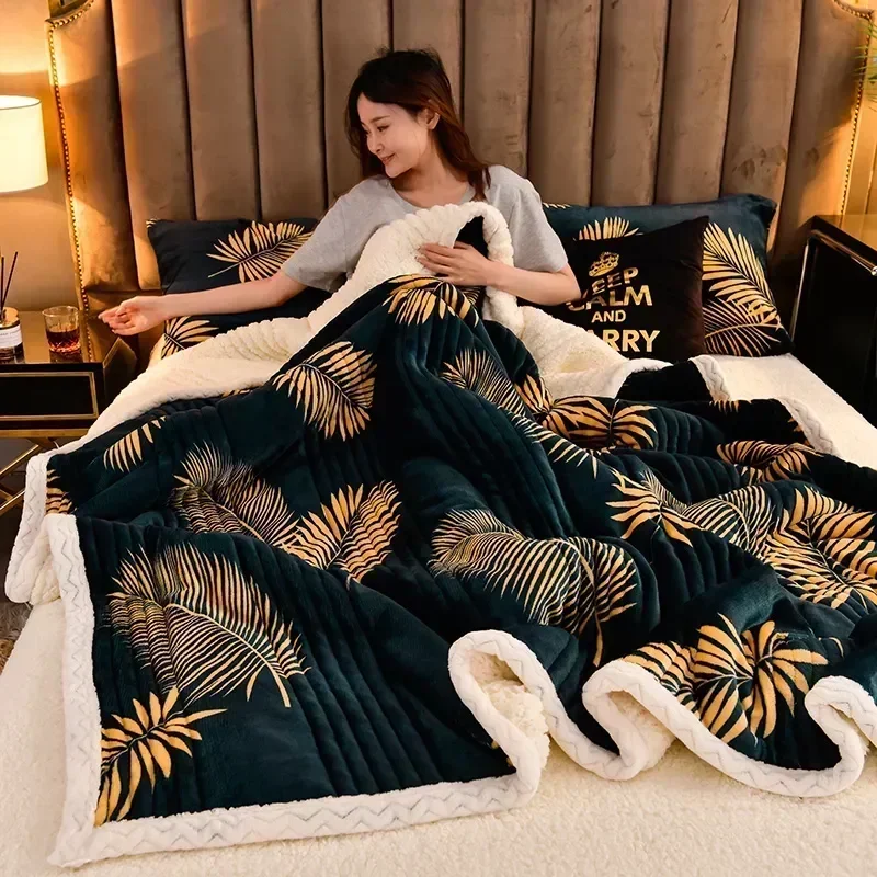 Soft Fluffy Warm Winter Blanket Thicken Lamb's Wool Autumn Warmth Blankets for Bed Milk Velvet Comfortable Sofa Blanket Throw 2