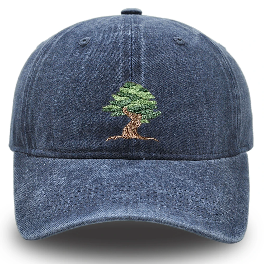 BONSAI  TREE Hat Embroidered ORNAMENTAL TREE Baseball Cap Retro Men Woman Cotton Hat Unisex 4