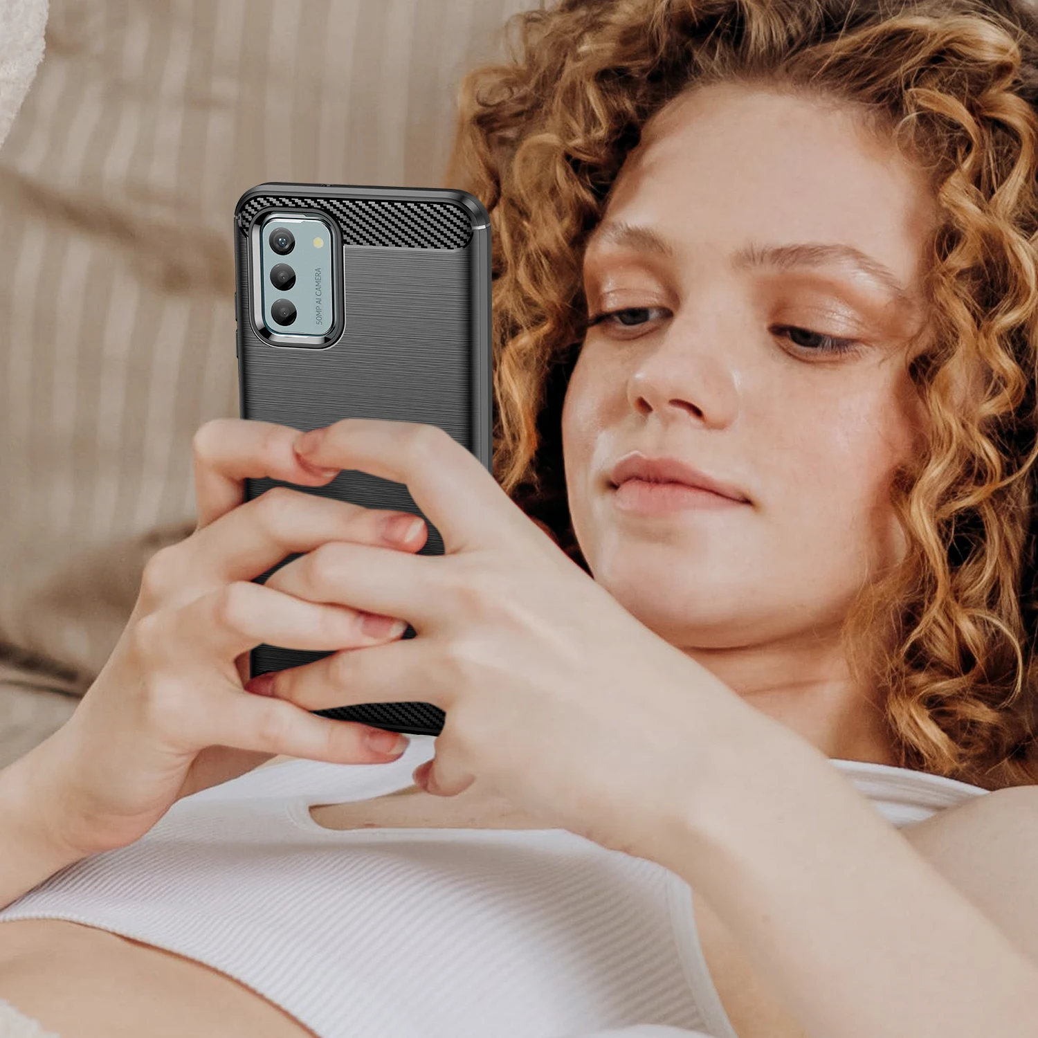 Shockproof Silicone Luxury Carbon Fiber Phone Case Bumper
