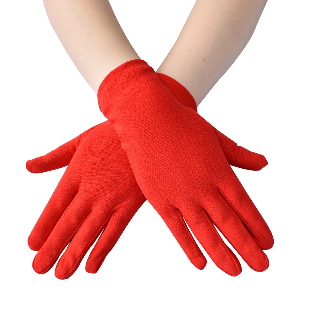 Wedding Dress Gloves Pink Stretch Spandex Green Black Yellow Women Dance Party Wedding Gloves Full Finger Guantes Boda