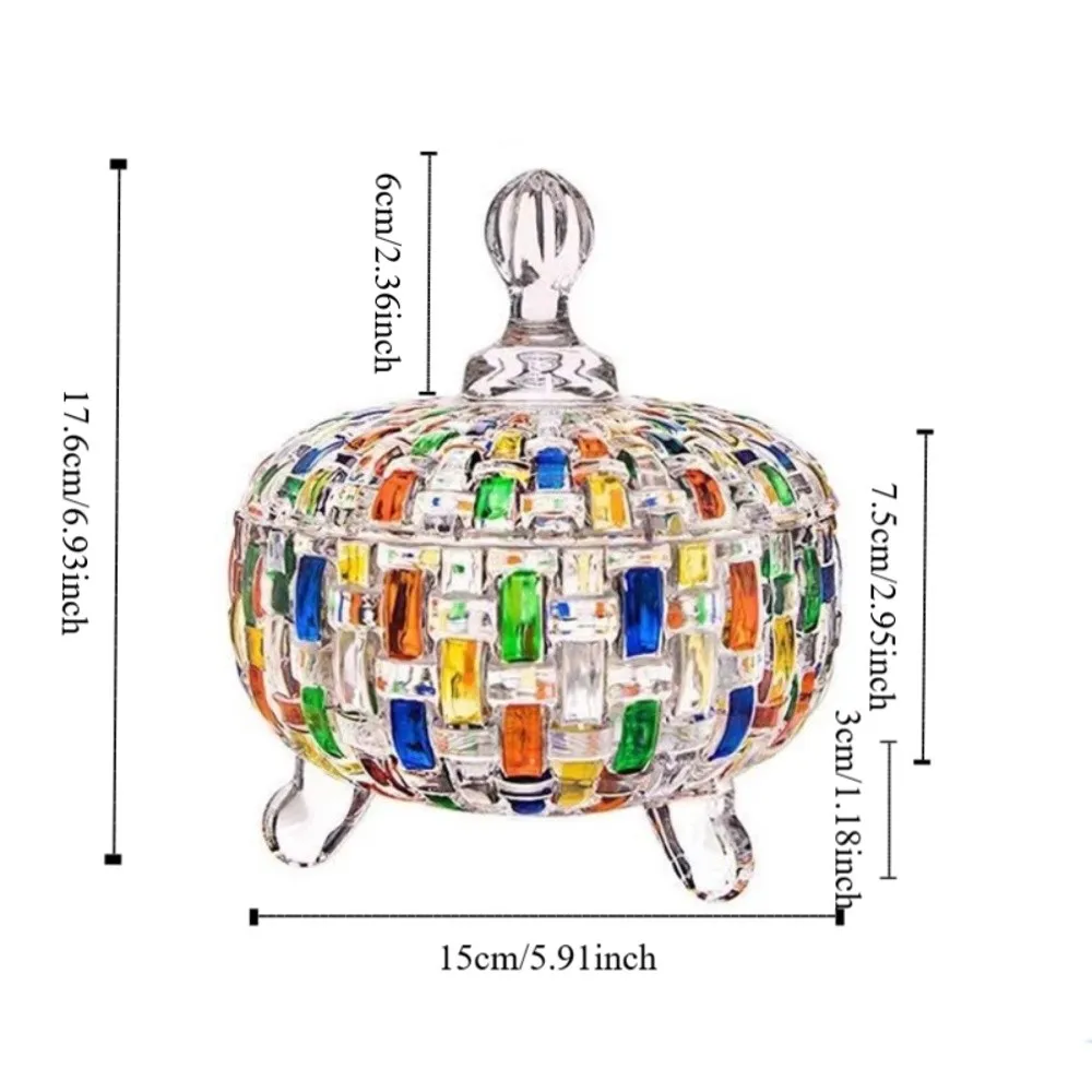 Food Storage Jar Glass European Style Candy Jar Dust-proof with Lid Halloween Candy Storage Box Colorful Fruit Bowl Party Nut