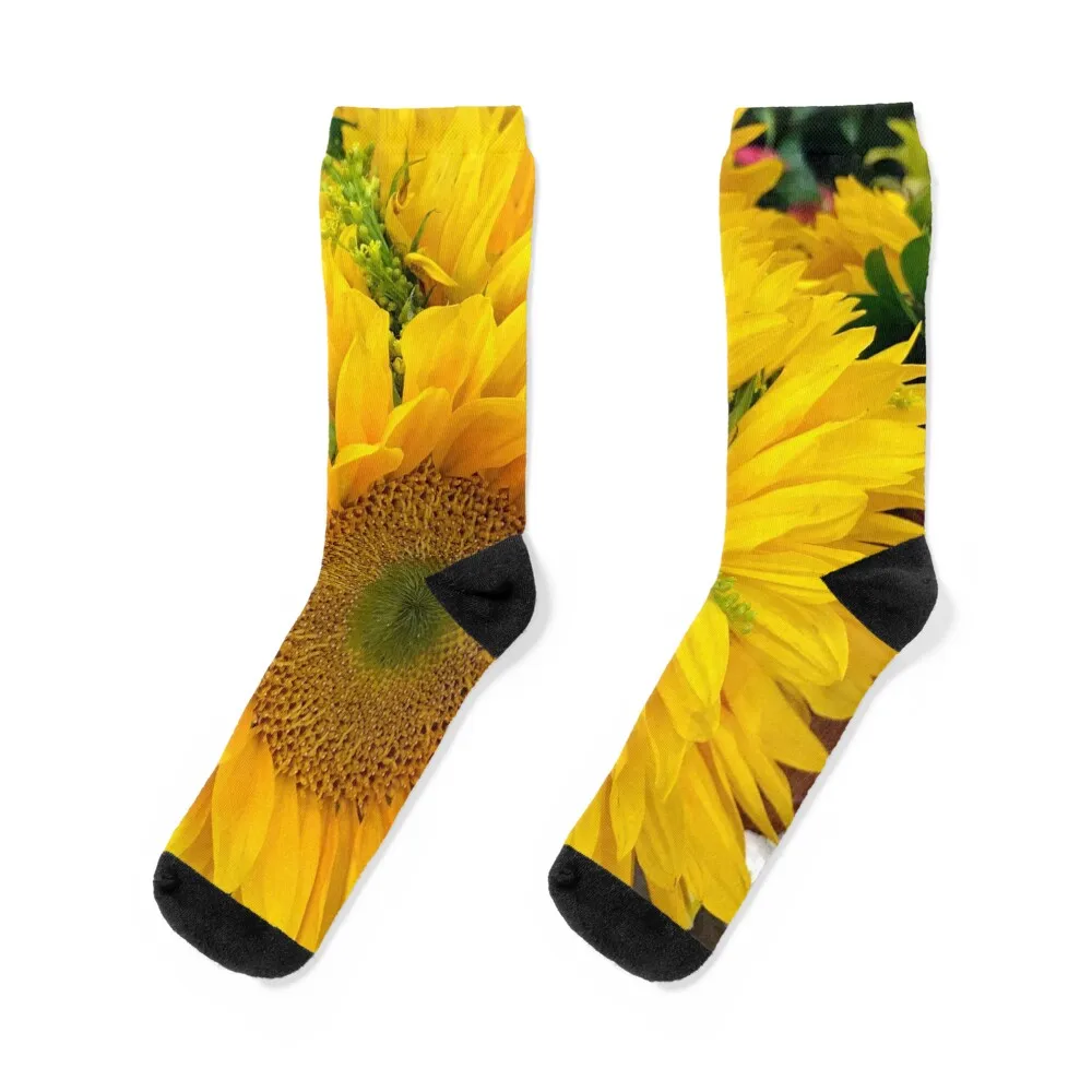 

Happy Yellow Sunflowers Art Photo Socks Antiskid soccer floor Men Socks Luxury Brand Women's