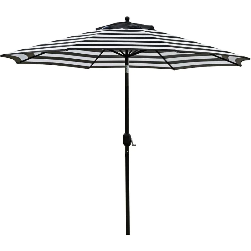 9' Patio Umbrella Outdoor Table Umbrella with 8 Sturdy Ribs (Black and White) 2