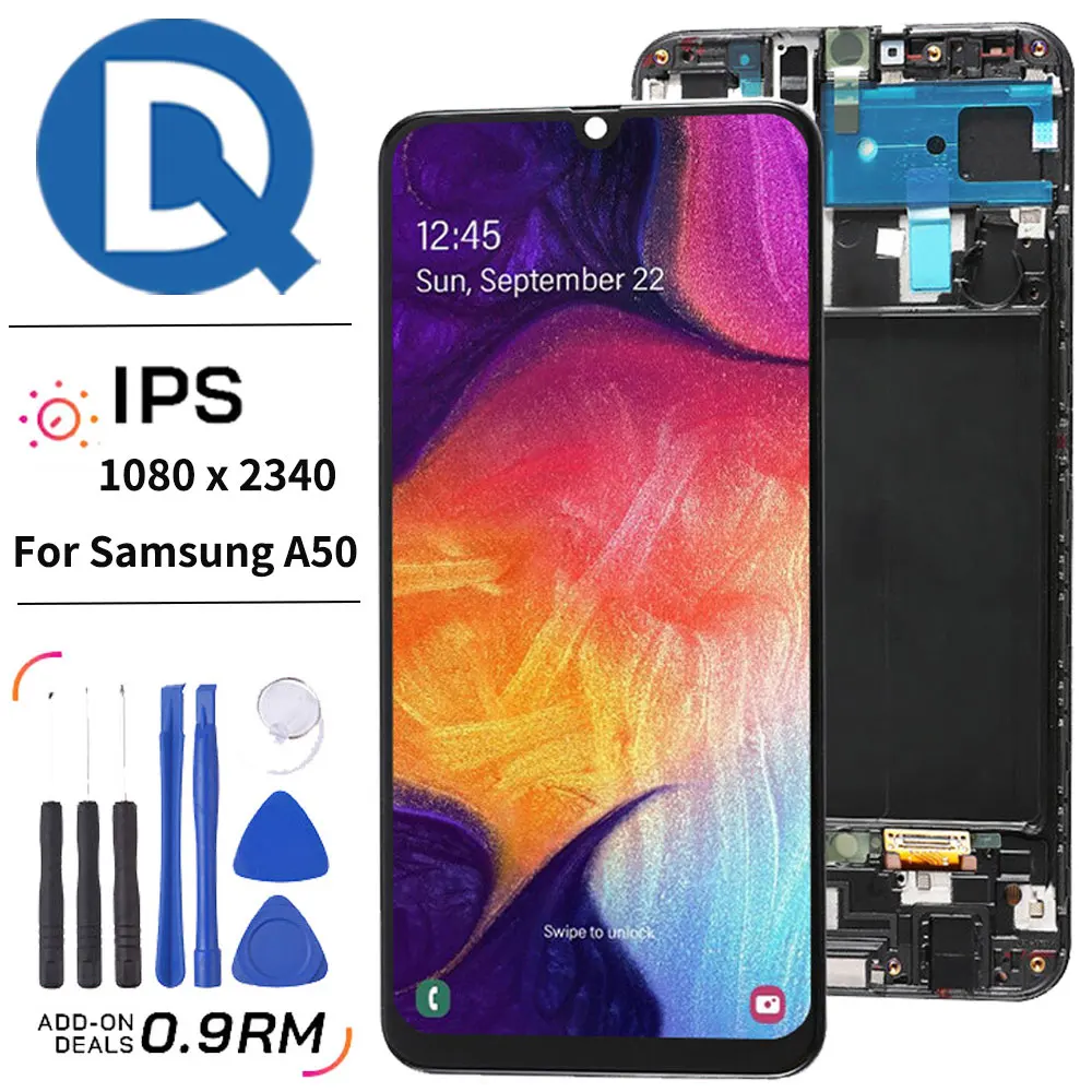 

QD LCD Display Touch Screen Digitizer Replacement, Quality for Samsung A50, AMOLED, OLED, TFT, SM-A505F, 6.5"