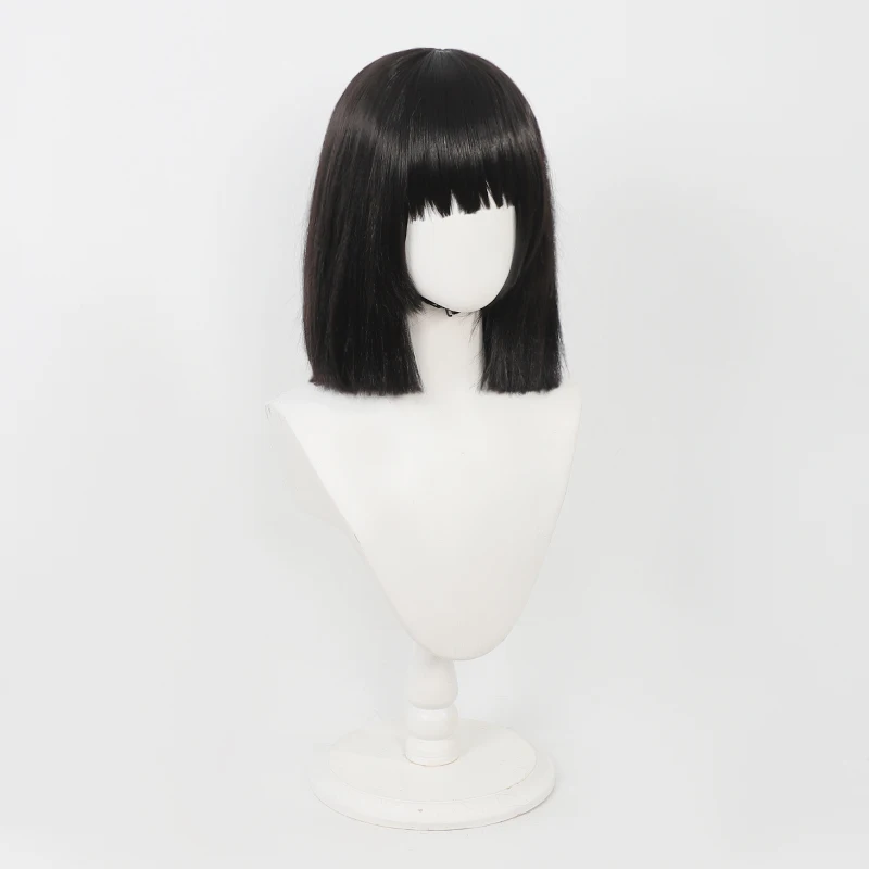 Parrucca cosplay nera resistente al calore in capelli sintetici per Halloween, carnevale, feste, per donne e uomini, ispirata al gioco anime Limbus Company Ryoshu. - immagine 4