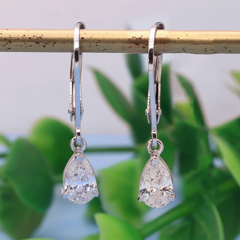 

White Gold 14k Pear Cut CVD HPHT Lab Diamond DEF VS Drop Earrings 1CT Total 2ctw for Women Party Fine Jewelry IGI Certificate