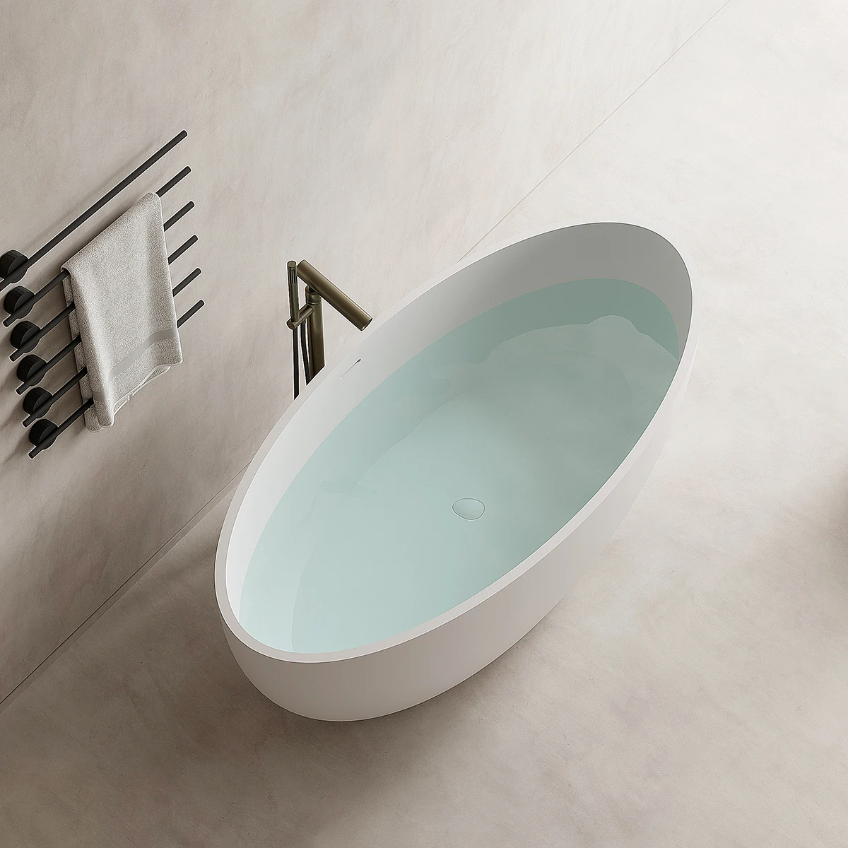 Stone bathtub independent household small apartment thick edge famous house oval double