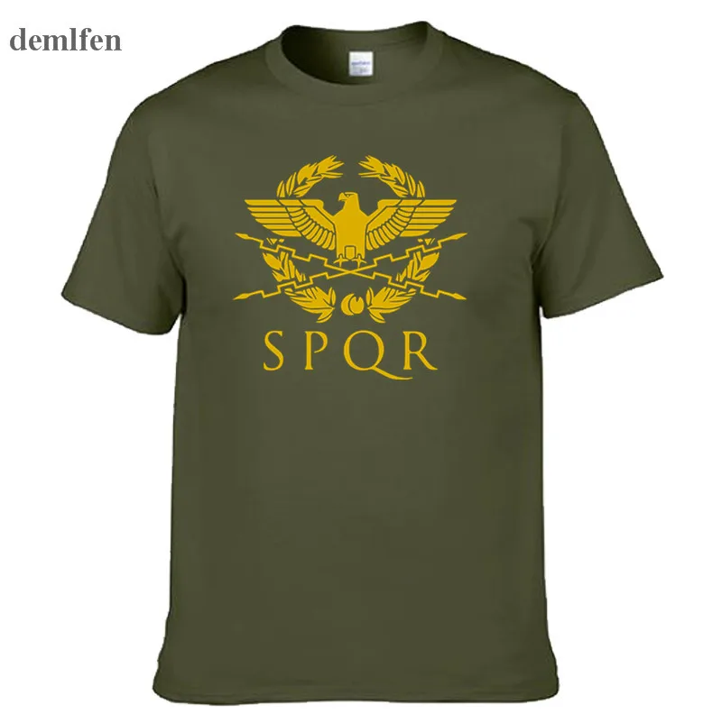 Spqr Camiseta Con Emblema De Gladiador Romano Para Hombr, Camisa De Moda Con Cuello Redondo