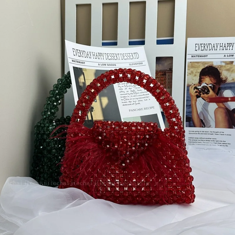 Women Pearl Handmade Bag Beaded Totes Evening Bags Clutch Wallet Magic Handbags Ladies Wedding Bridal Handbag Party Purse