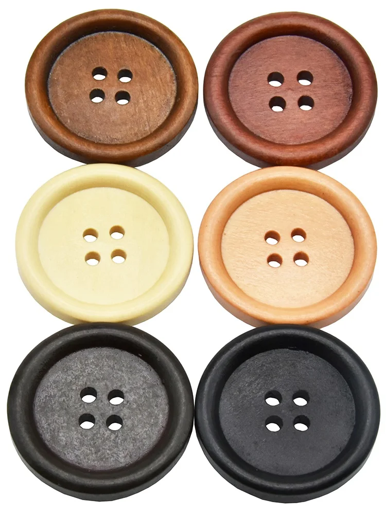 10PCs 30PCs Natural Wood Round Piping Wooden Button 10-30mm Sewing Accessories Clothes Diy Decorative Buttons Coffee 4 Holes 50pcs 15 20 25mm natural wooden round painted sewing button for clothing decoration scrapbook diy home sewing accessories