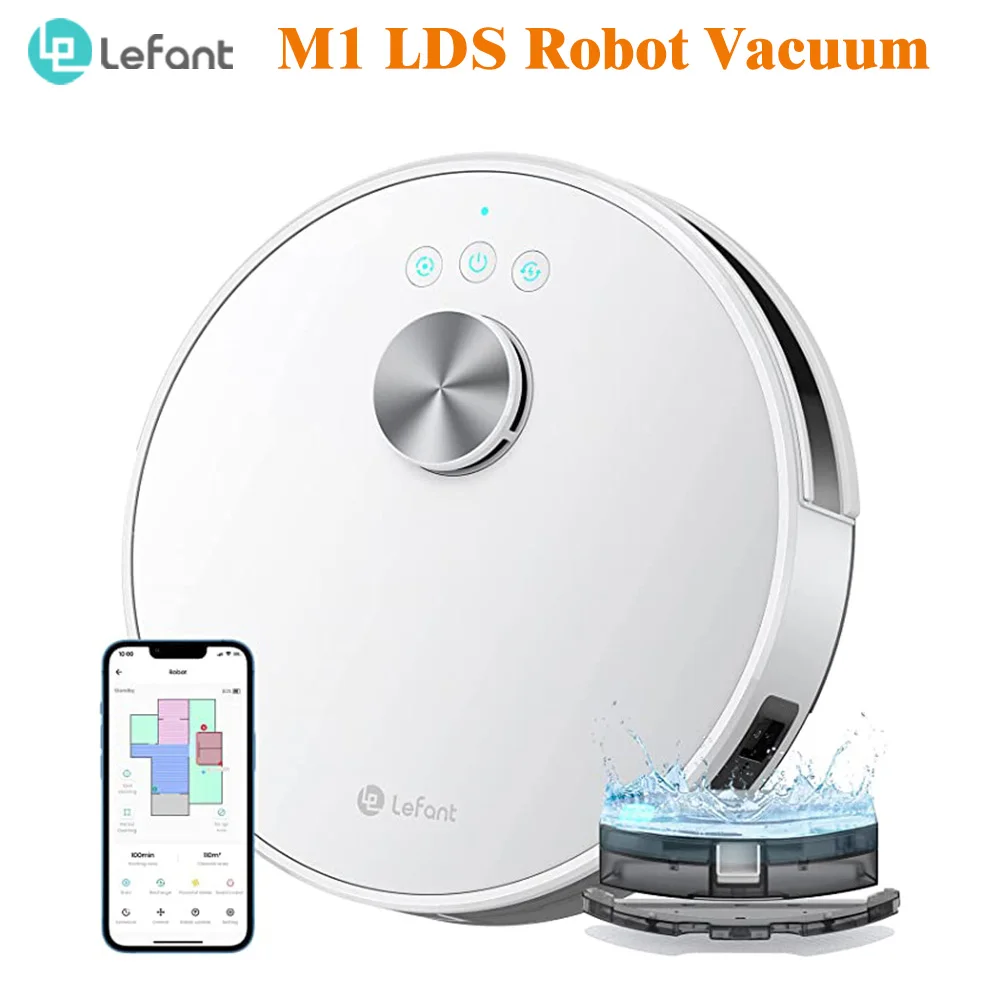 Lefant LDS M1 로봇 진공 청소기, 스윕 걸레, 라이더 내비게이션, 실시간 지도 이동 금지 구역, 앱 제어, 딱딱한 바닥, 반려동물 털