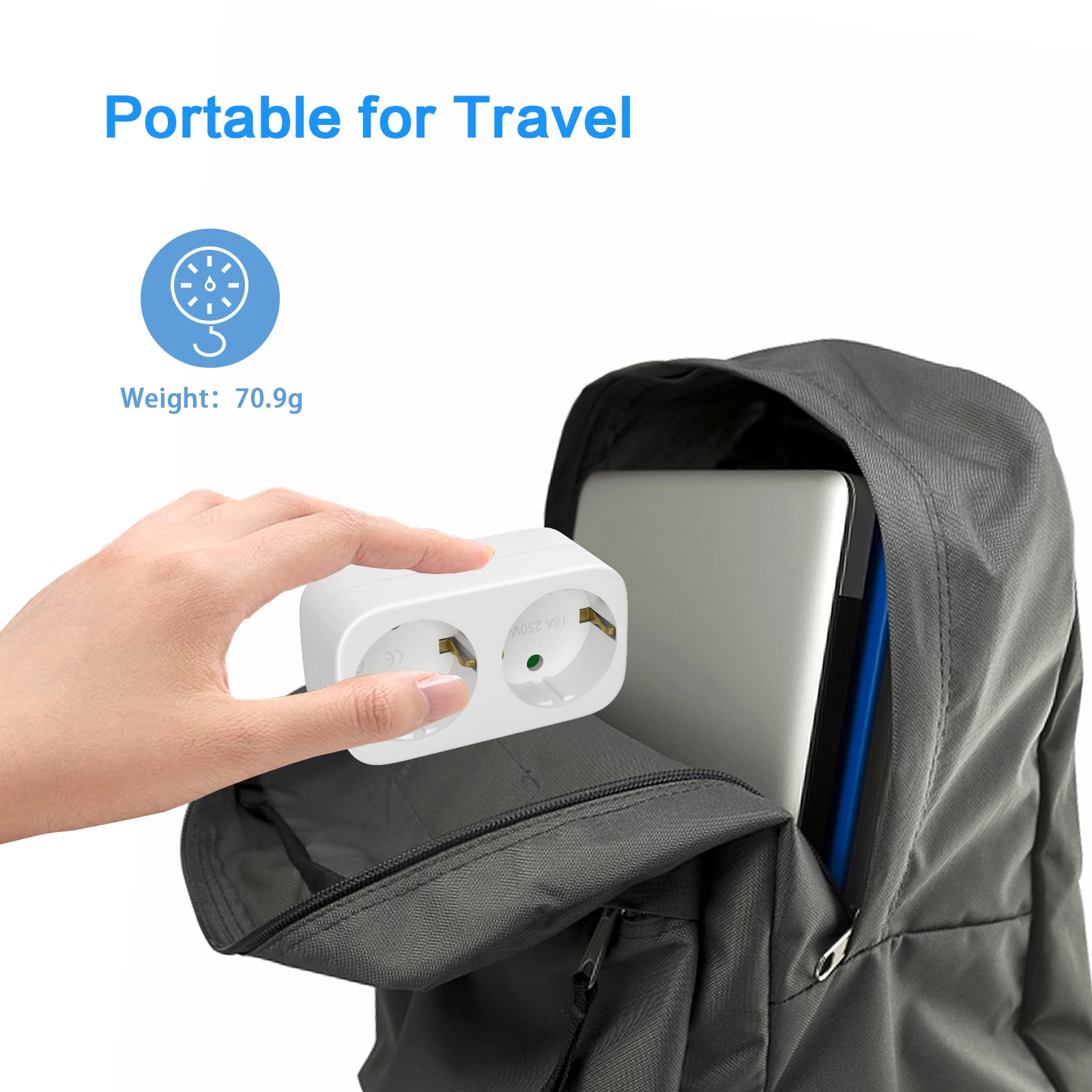 2-in-1 portable travel adapter plug socket adapter, high flame-retardant material travel household expansion socket 6