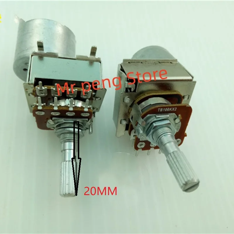 

1 шт., двойной потенциометр с мотором B50K, B100K, Длина ручки 25 мм с 8 контактами, тип 148