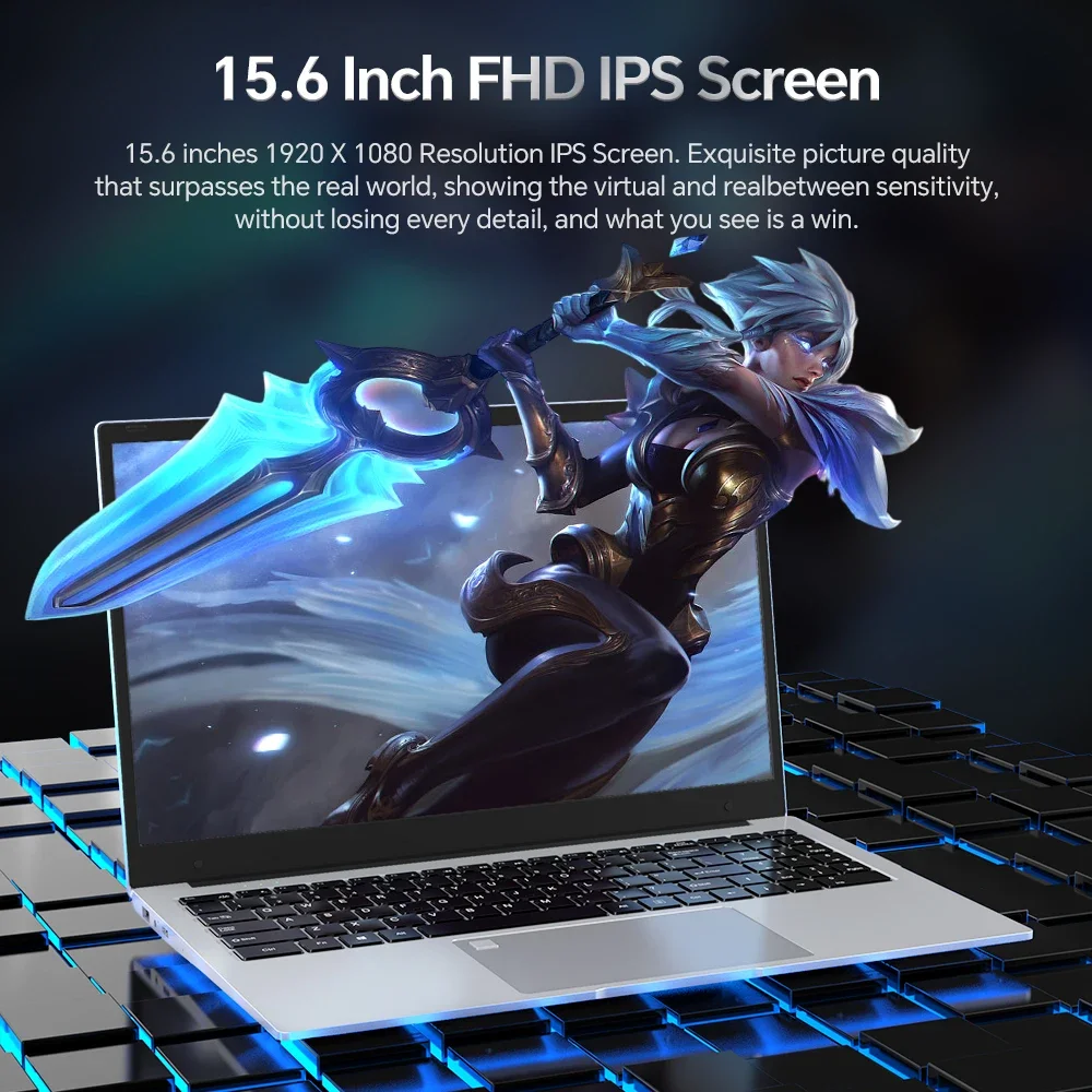 15.6 인치 Intel Celeron N5095 여성용 Ultraslim 노트북 16GB RAM 256GB 512GB SSD Win11 One Key 지문 잠금 해제 휴대용 노트북