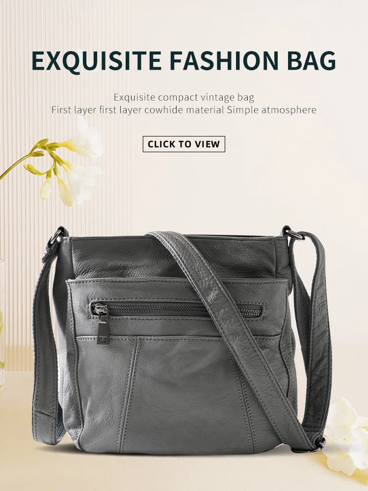 Damen Umhängetasche Aus Echtem Leder Lässige Schultertasche_voghion.com