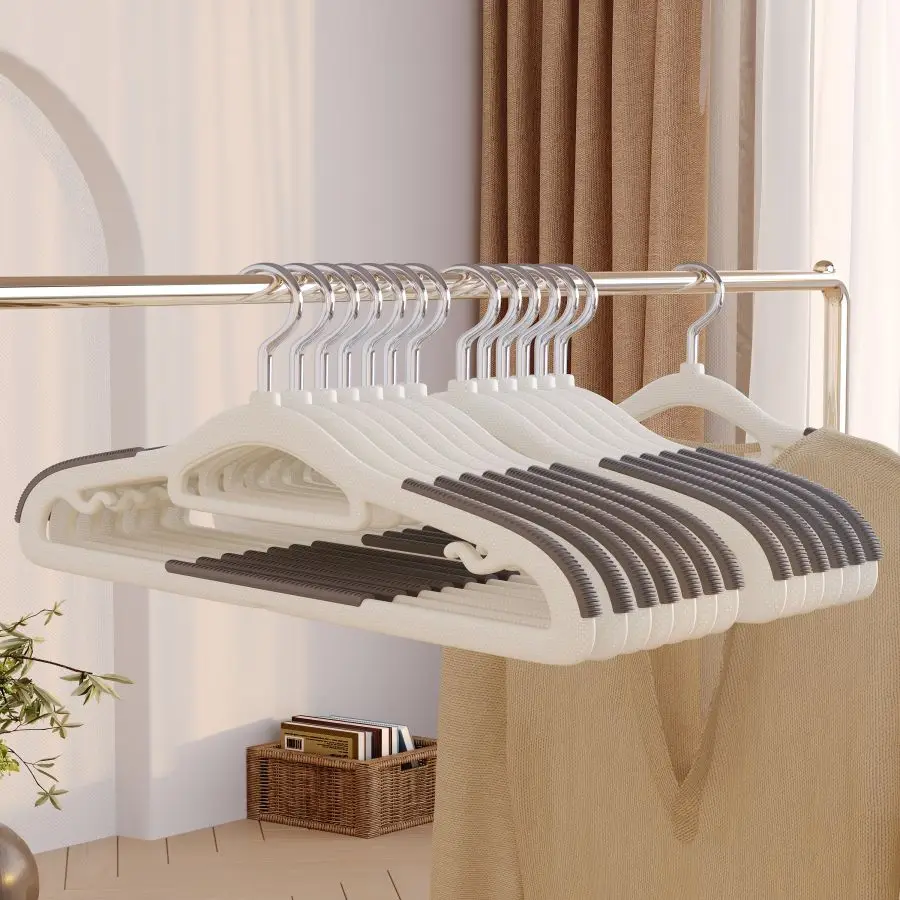 Clothes Hanger I KNOW Plastic Space Saving Clothes Hanger 10PCS Stripe Non Slip Coat Hanger Heavy Duty Pant Rack Upgraded Wide Size Coat