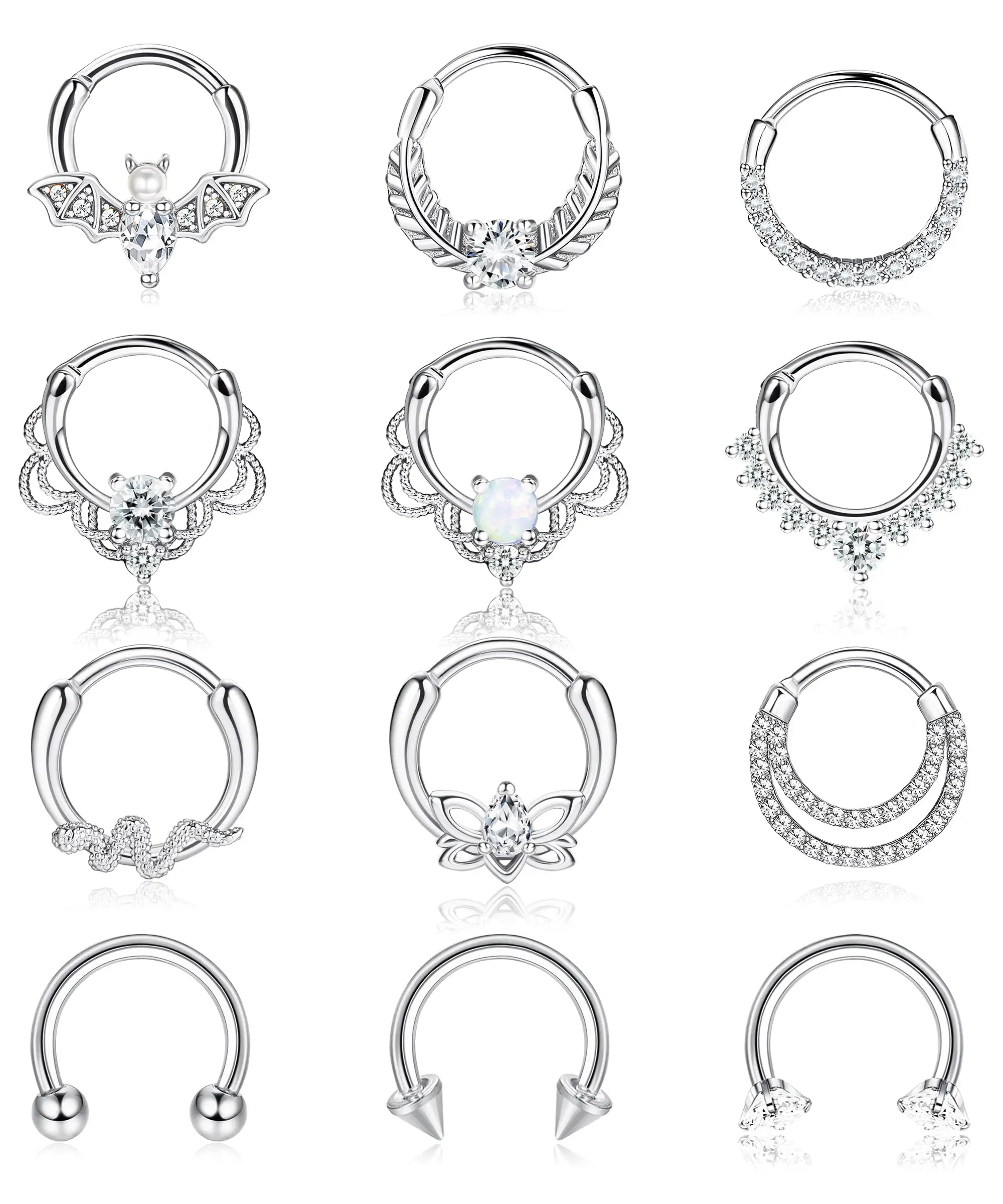 Drperfect Septum Rings 16G Daith Earrings Nose Ring Hoop Stainless