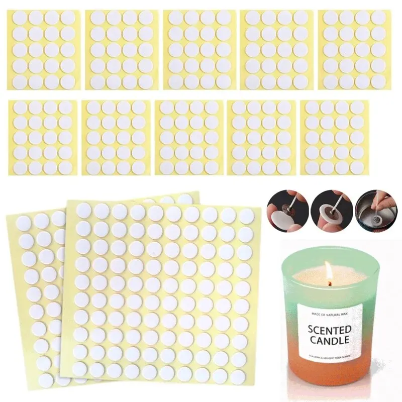 Candle Making Kit 100PCS Candle Wick Stickers Transparent Acrylic Heat Resistance Double-Sided Stickers DIY Tool