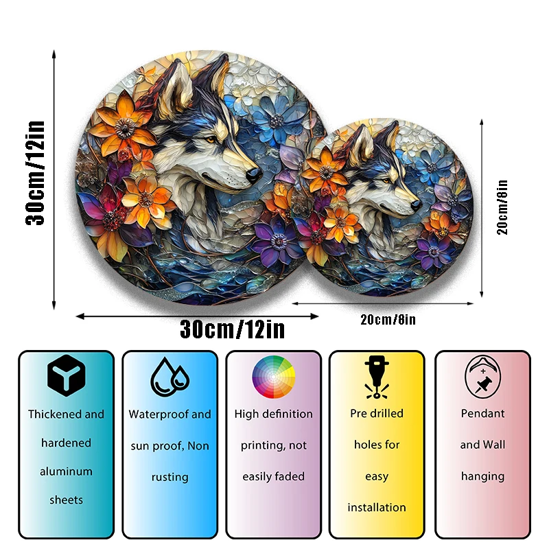 Husky Pet Ornaments-Customizable Circular Aluminum Decorative Paintings for Cats & Dogs-Unique Pet Souvenir Tombstones