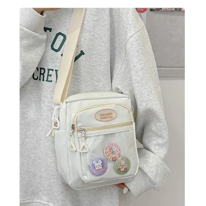 JIAERDI Harajuku Pink Itabag Messenger Bag Women Transparent Nylon Chic Casual Crossbody Bags Female JK Anime Pain Bag Aesthetic