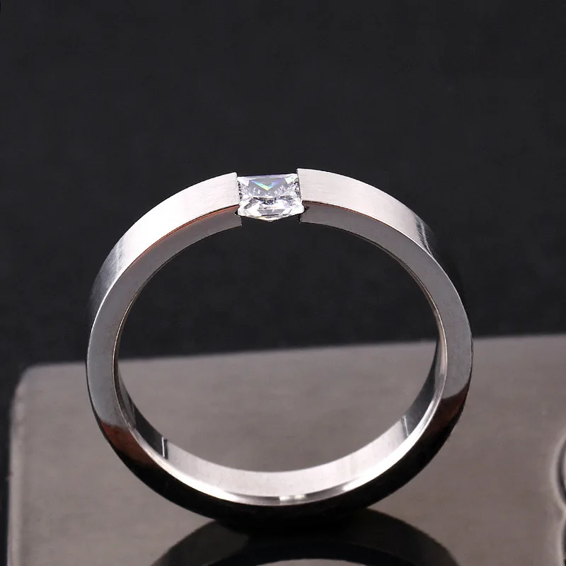 Titanium Steel Rings Titanium Steel Rings Women Minimalist Silver Color Zircon Ring Men Fashion Jewelry Frosted Scratched Free KBR180