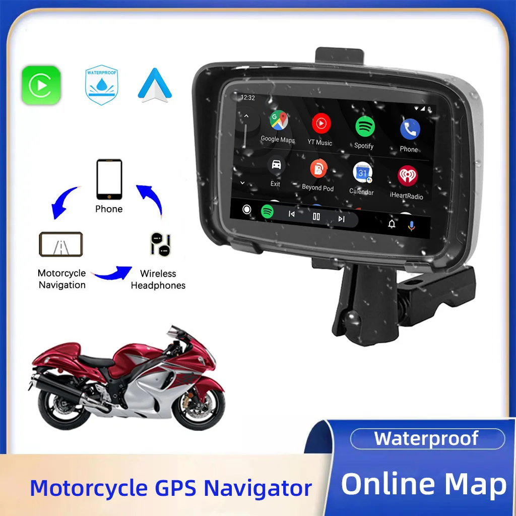 

GPS-навигатор для мотоцикла Apple Carplay, 5 дюймов, IPX7