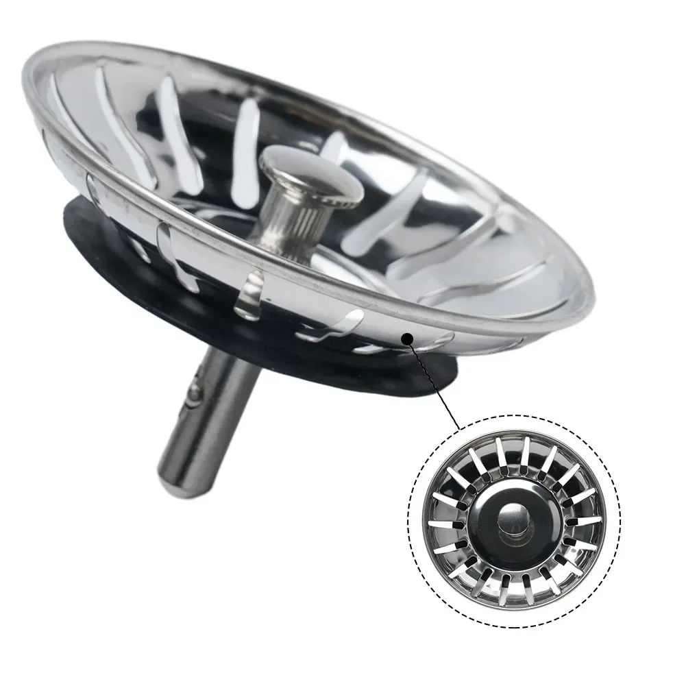 Kitchen Filter Waste Plug Stainless Steel Kitchen Sink Strainer Waste Drain Plug 80mm