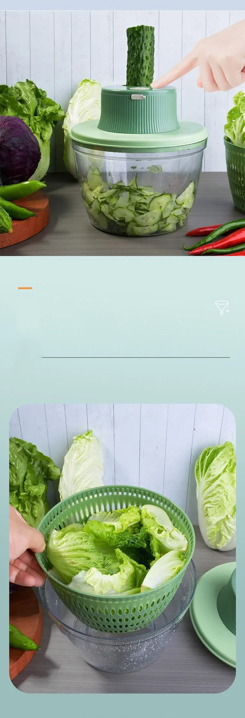 Description Picture 4 of itemElectric Vegetable Cutter 1PC Multifunction Dehydration Blue High Temperature Resistant 4L Drain Vegetable Cutting USB Charging