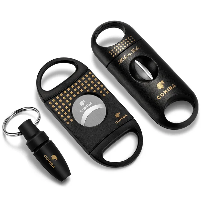 Cigar Cutter Cigar Set Pocket V-Cut Sharp Cigar Scissors Guillotine Portable Travel Cigar Cutting Round Punch Cigar Accessories