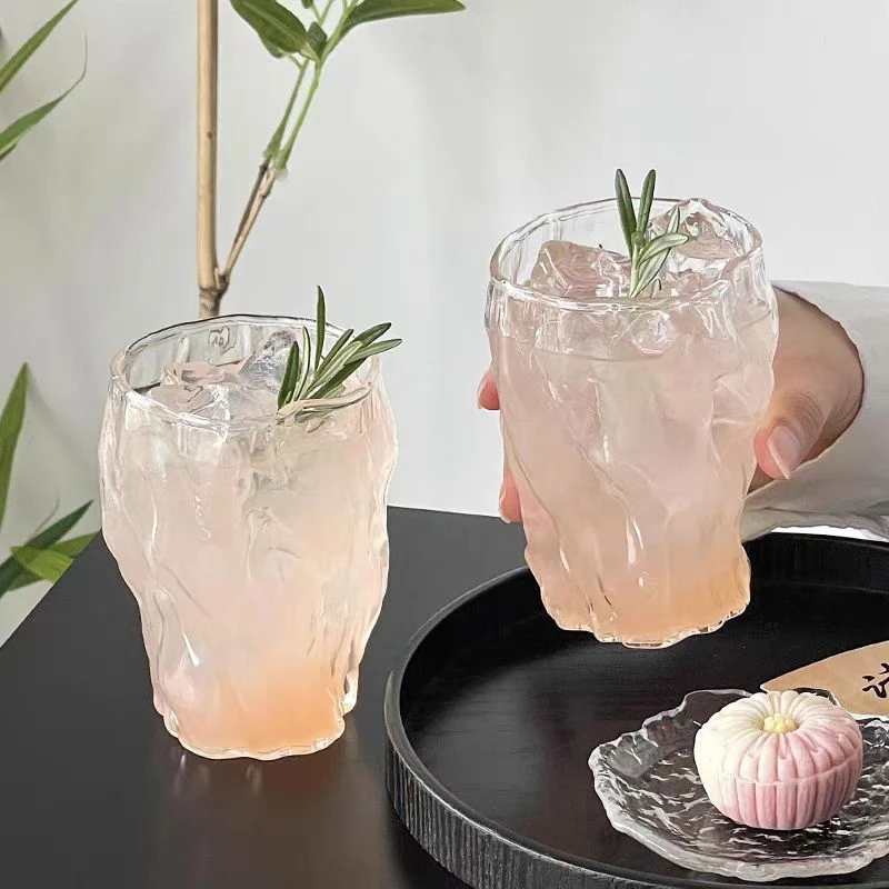 Transparent Coffee Cup Cocktail Glasses Vertical Grain Phnom Penh Glass Water Cup Juice Coffee Whiskey Cups