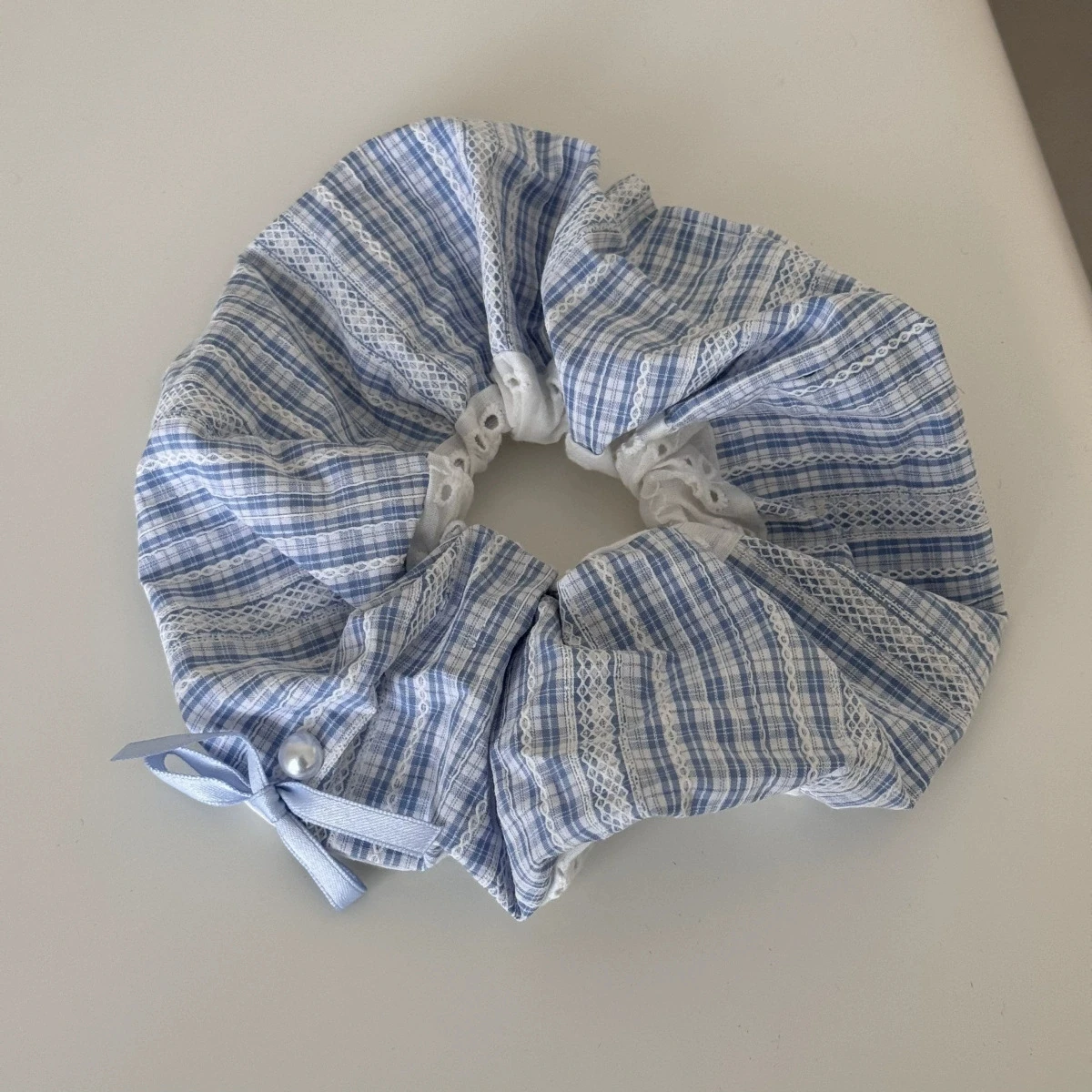Embroidered Floral Lace Hair Scrunchies and Headbands - Sweet Blue Accessories