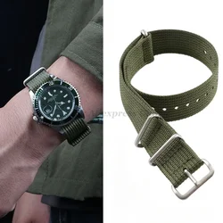 Nylon Ribbed Military Sport Watch Band - Durable Army - Inspired Strap - 22mm (Army Green)