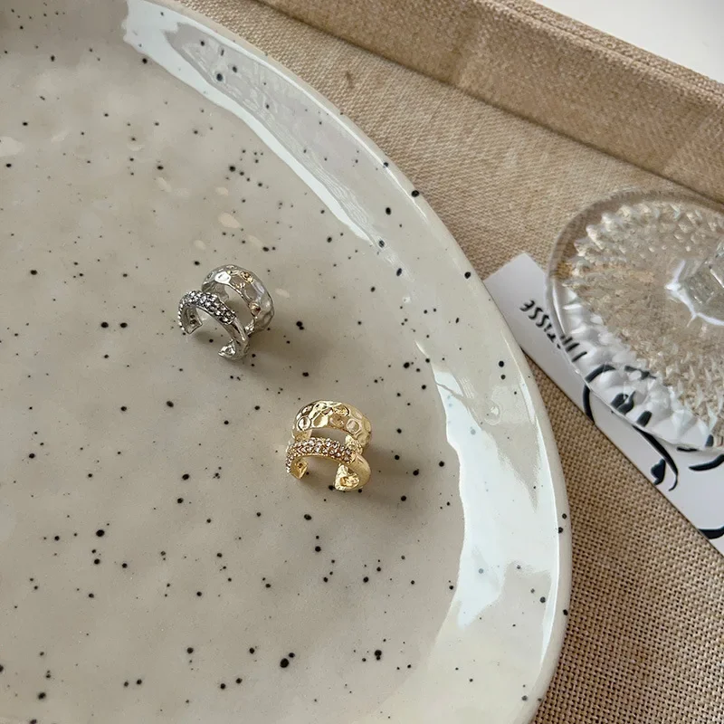 New Fashion Zircon Double-layer Ear Cuff No Piercing Earring 2023 Trendy Punk Unique Metal Geometric Ear Clip for Women Jewelry