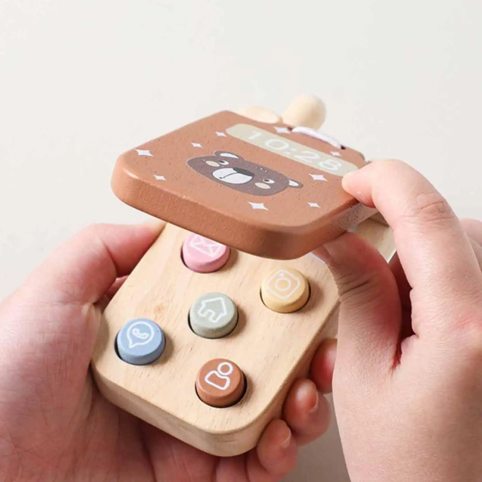 Wooden Baby Cell Phone Toy Gift Birthday Sensory Toy Flip Pretend Play Phone Educational for Preschool Children Party Boys Girls Wooden Baby Cell Phone Toy Gift Birthday Sensory Toy Flip Pretend Play Phone Educational for Preschool Children Party Boys Girls