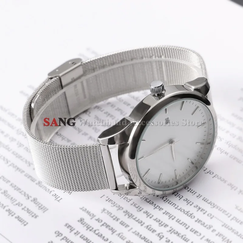 Elegant Milanese Stainless Steel Watchband in Silver, Black, and Rose Gold