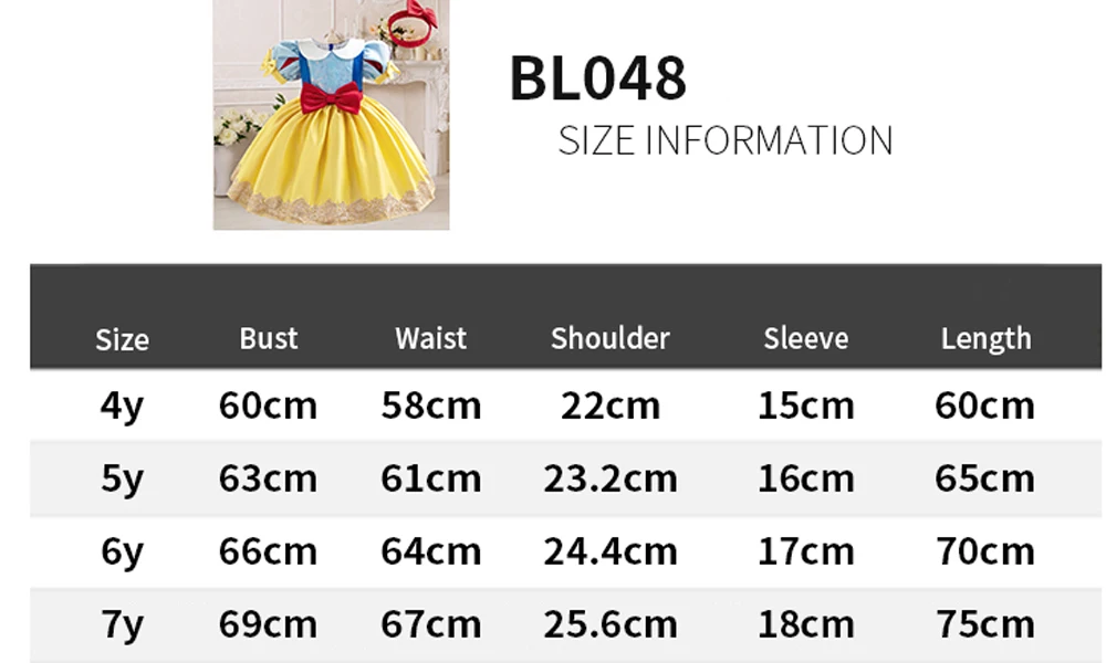 Schneewittchen Mädchen Partykleid Karneval Cosplay Halloween Kostüme Kind Schleife Spitze Geburtstag Prinzessin Ballkleider für Mädchen 4–8 Jahre – Detail 5