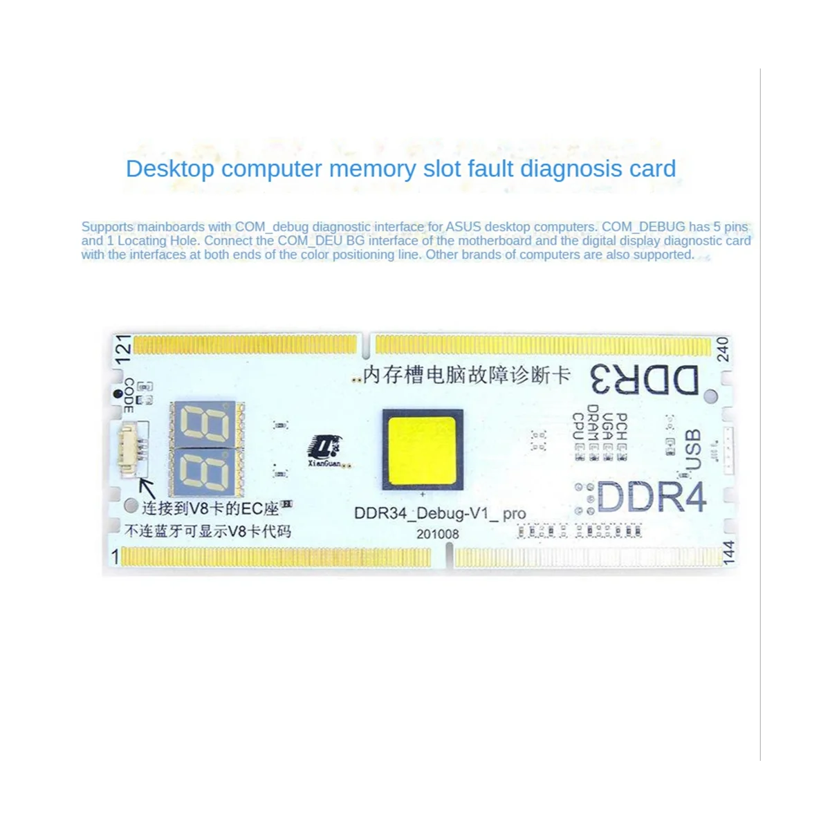 Laptop/Desktop Motherboard Memory Slot DDR3/DDR4 Diagnostic Analyzer Test Card Notebook for DDR3/4 Repair