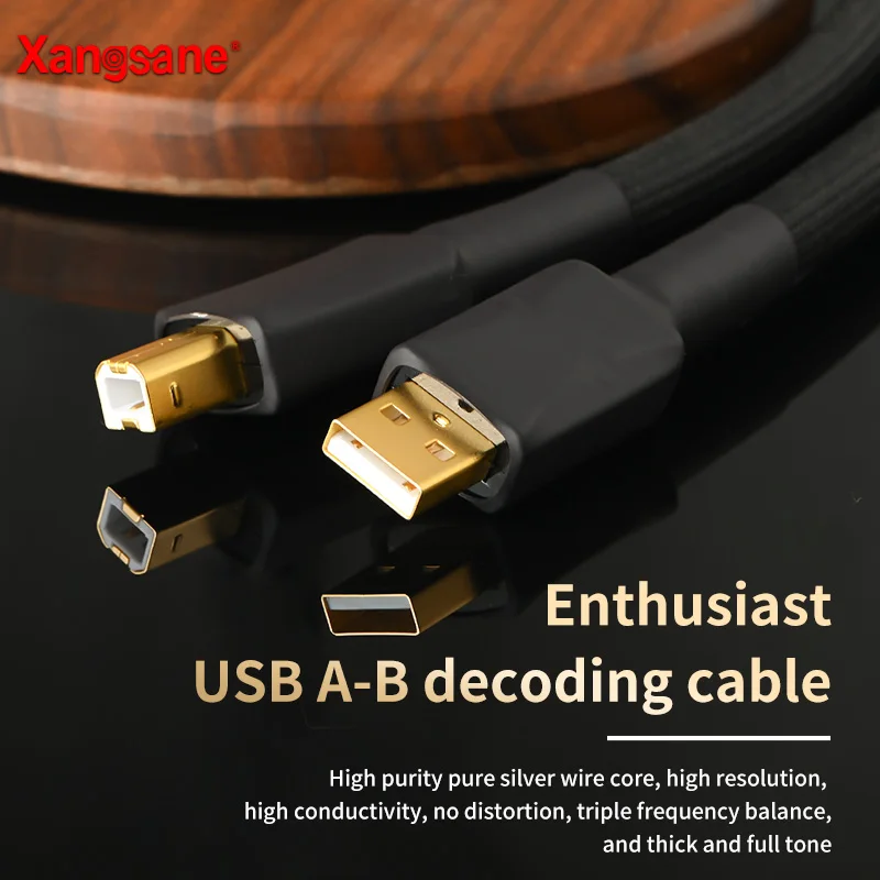 6N sterling silver hifi USB dac decoding cable USB A-B high fidelity data audio digital cable sound card mixer decoder audio cable