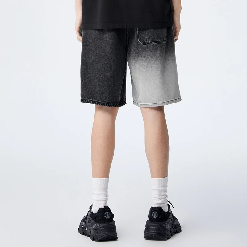 Semir Men Denim Shorts Summer Loose Fit Comfortable Gradient Five-Quarter Pants