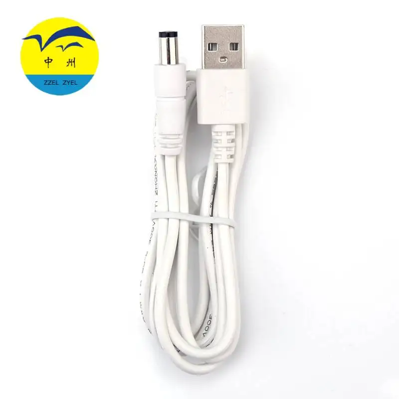 White Environment friendly DC5.5 USB transferred to DC charger Wire 1Meter DC5521 Power Cord