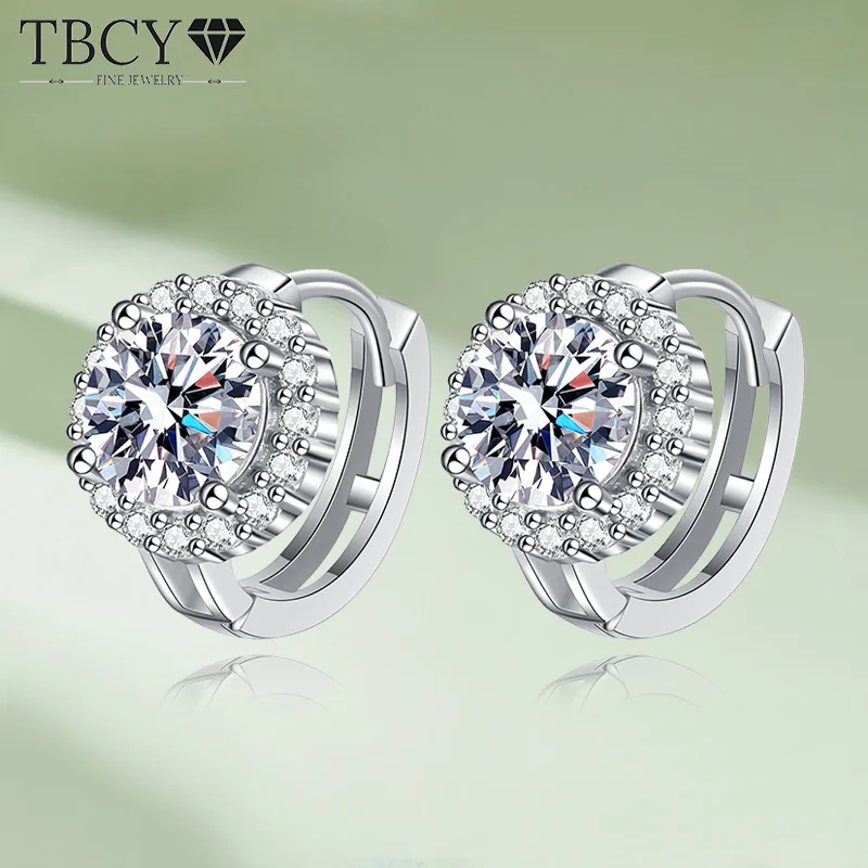 

TBCYD 2cttw D Color Moissanite Diamond Hoop Earrings For Women S925 Silver Classic Sunflowers Ear Buckle Sparkling Jewelry Gifts