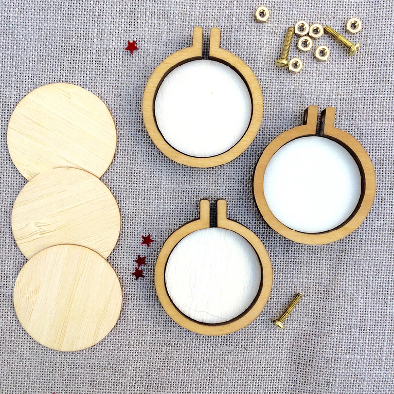 1PCS  Mini Wooden Hoop/Ring Embroidery Frame Cross Stitch Sewing DIY Crafts Tool Art Works For Bag Clothes Sewing Tool