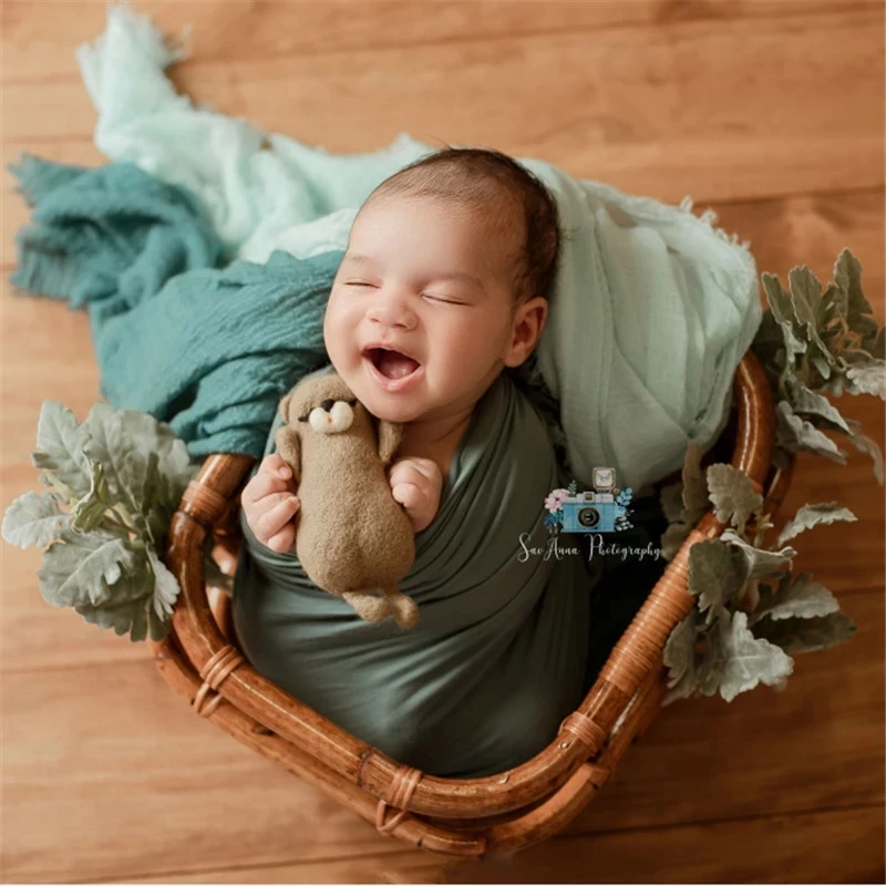 

2023 Newborn Photography Props Baby Handmade Vintage Woven Basket Studio Accessories Studio Baby Photography Bed Backchair