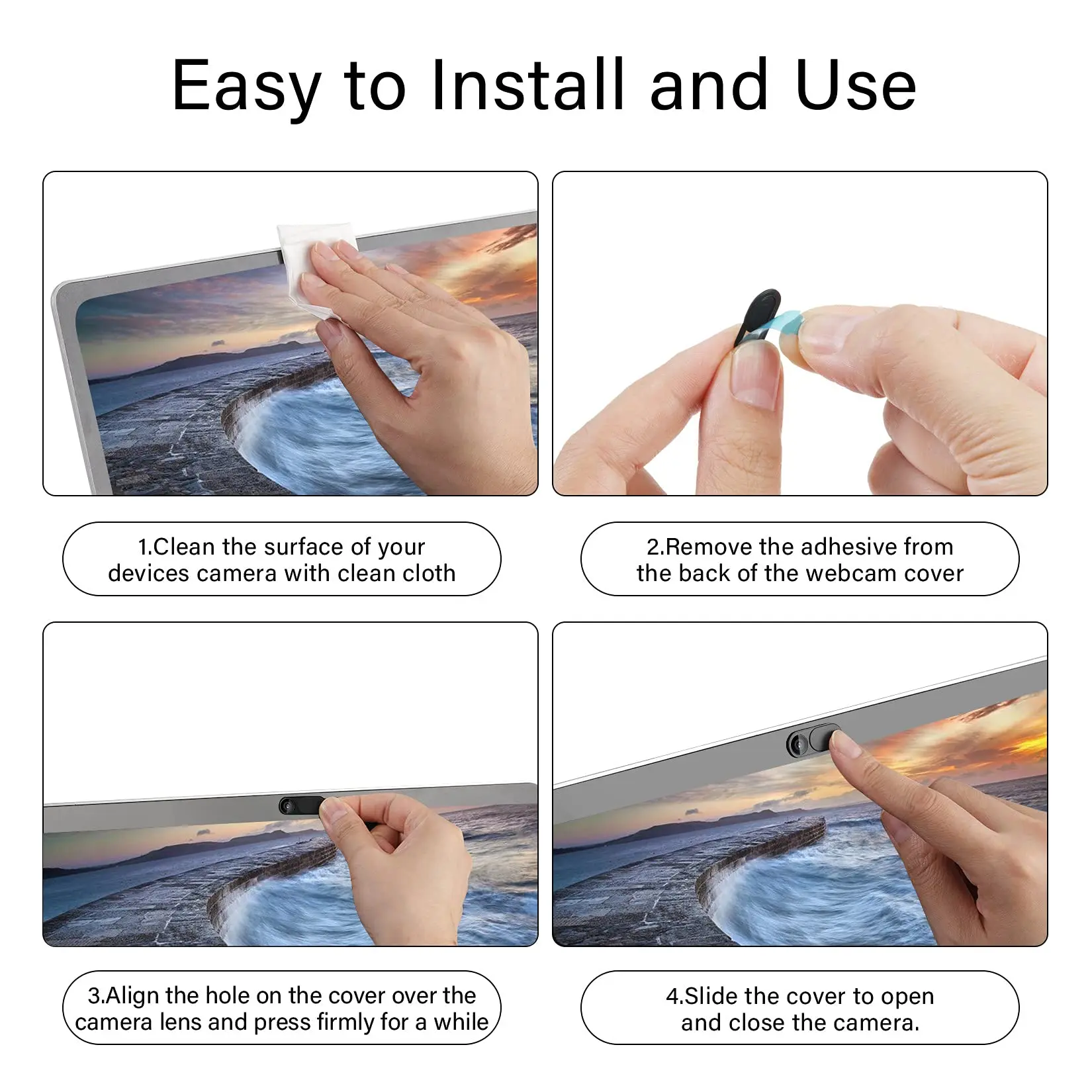 Cartoon WebCam Cover Privacy Sticker - Antispy Shutter Slider for Laptops, Tablets & Phones
