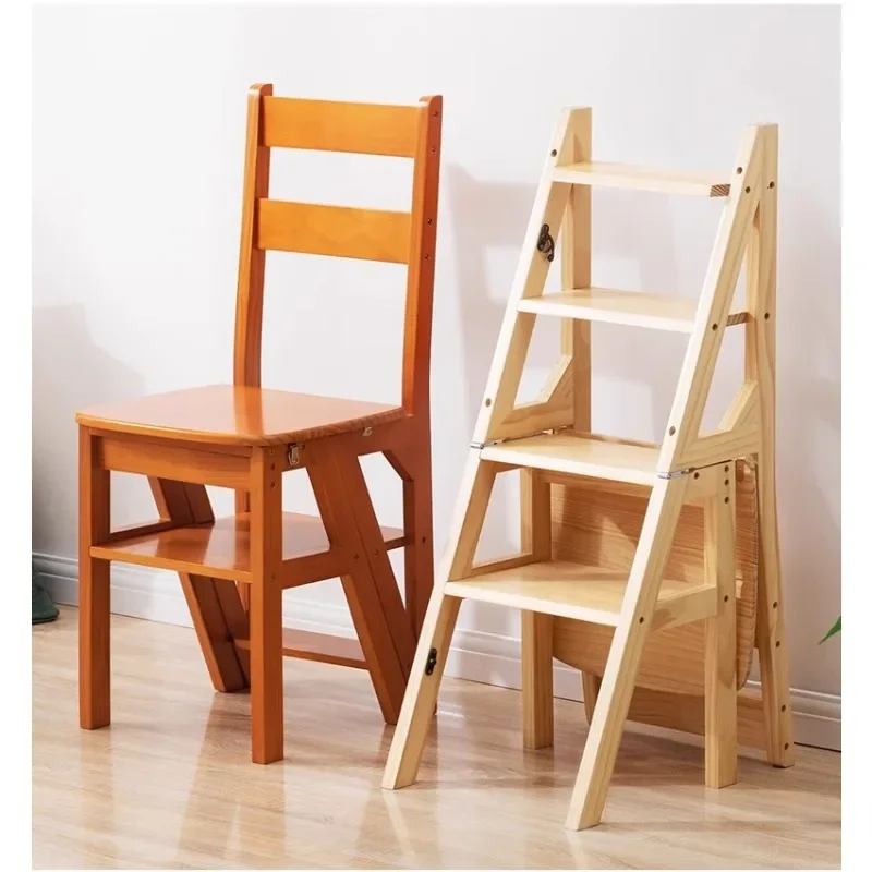 4 Step Ladder Stool Wooden Foldable Portable Ladder Stool Household Multifunctional Ladders Multipurpose Modern Stools Home