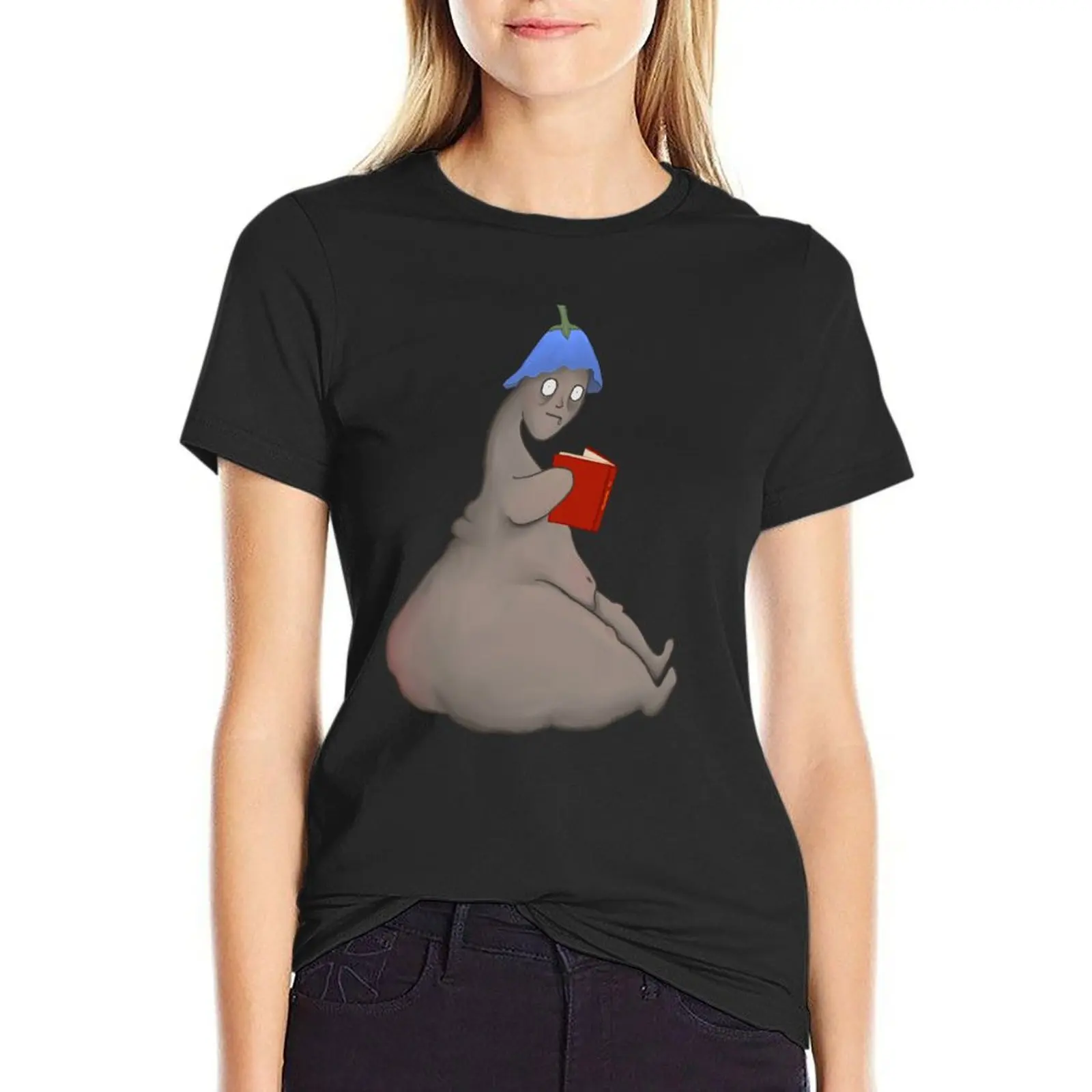 Little book guy reading T-Shirt cute tops female Women's t-shirt