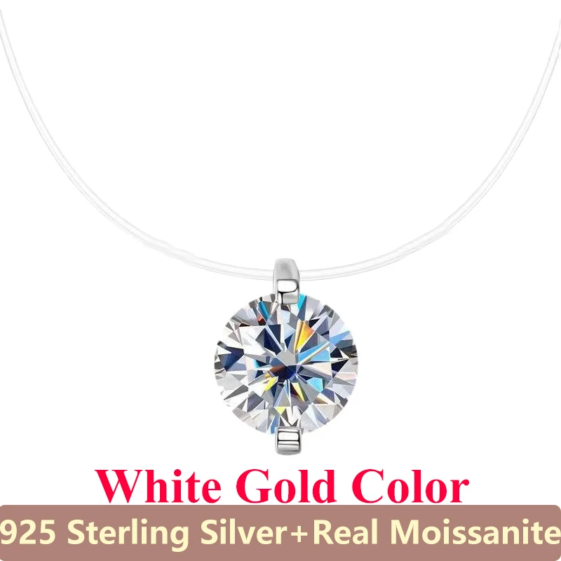 Yeni Mozanit Elmas Kolye Kolye Kadınlar Için S925 Ayar Gümüş Takı Görünmez Şeffaf olta Klavikula Zinciri