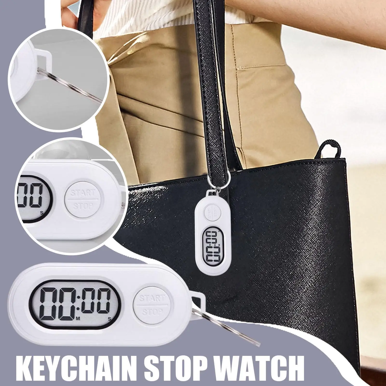 1pcs Stop Timer Keychain Sports Small Stop Timer Keychain Portable LCD Screen Digital Clock Lightweight Countdown pendant